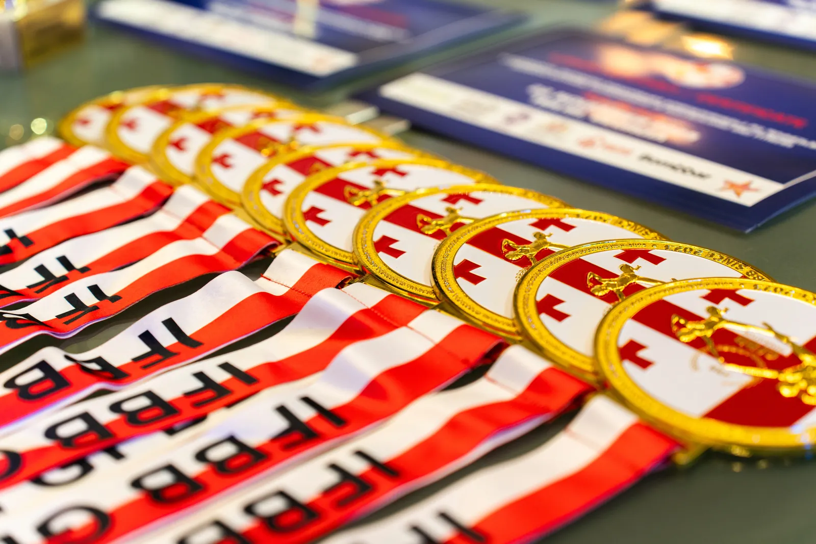 Row of GFBB championship medals